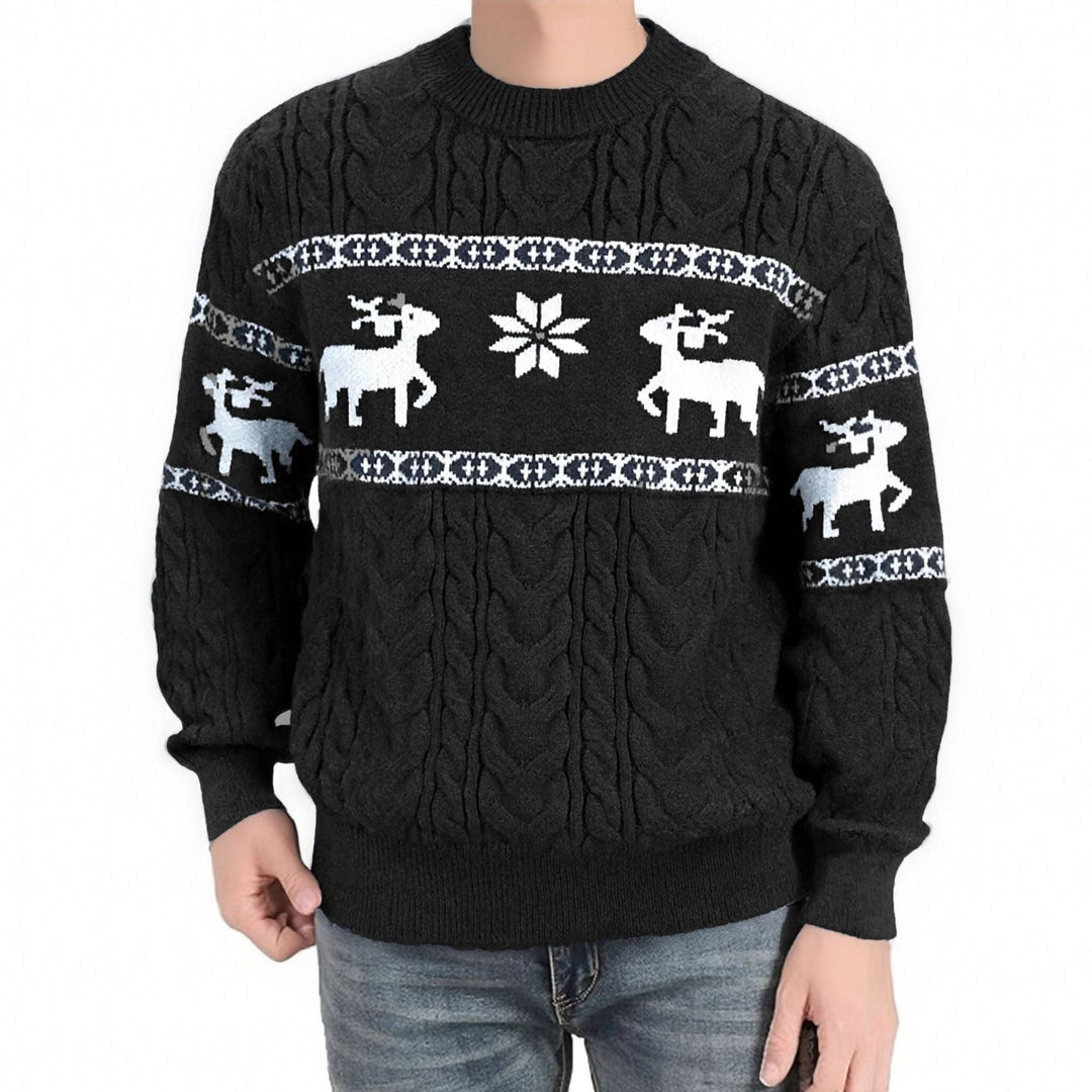Noah | Timeless Reindeer Cable Knit Mens Christmas Sweater