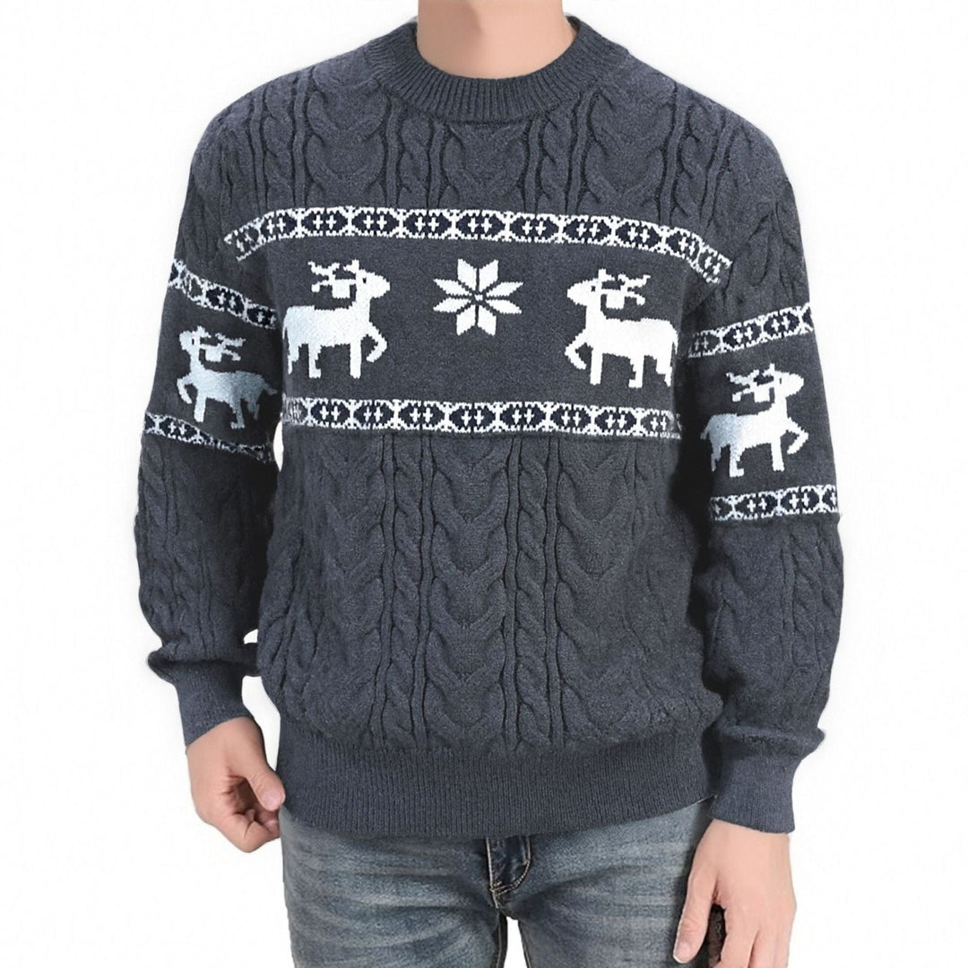 Noah | Timeless Reindeer Cable Knit Mens Christmas Sweater