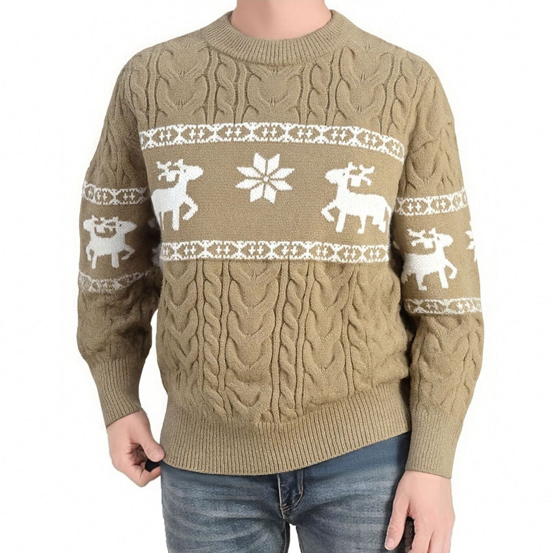 Noah | Timeless Reindeer Cable Knit Mens Christmas Sweater