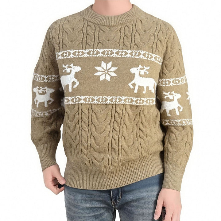 Noah | Timeless Reindeer Cable Knit Mens Christmas Sweater