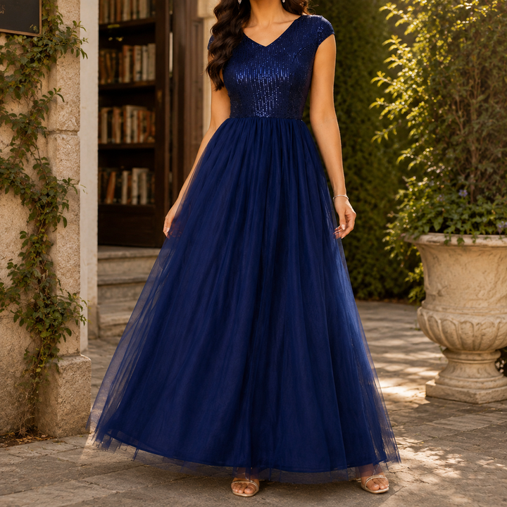 Pamela | Graceful Sequin Christmas Dress Maxi Gown