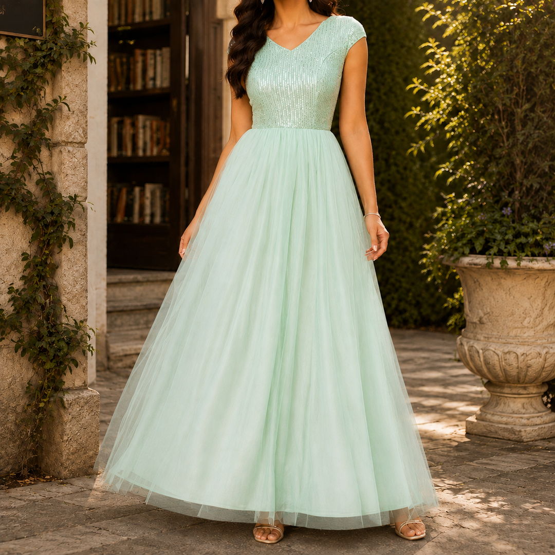 Pamela | Graceful Sequin Christmas Dress Maxi Gown