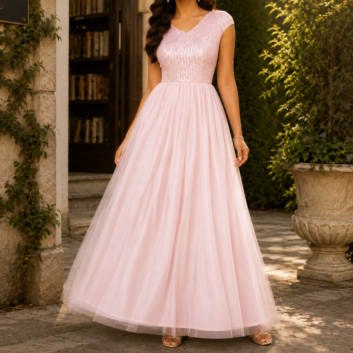 Pamela | Graceful Sequin Christmas Dress Maxi Gown