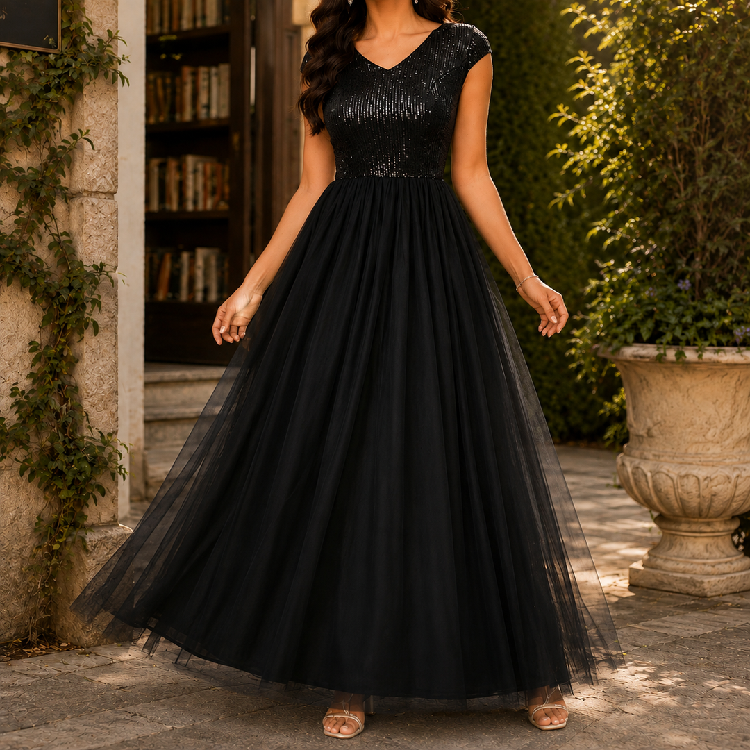 Pamela | Graceful Sequin Christmas Dress Maxi Gown