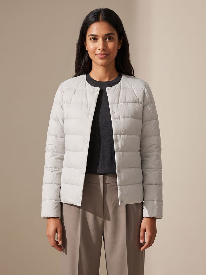 Pamela | Refined Collarless Lightweight Puffer Jacket