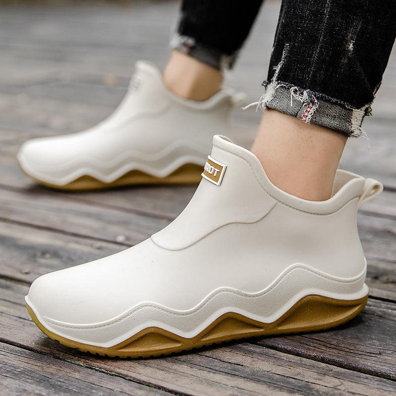 Pamela | Relaxed Slip-On Ankle Rain Boots with Knit Collar