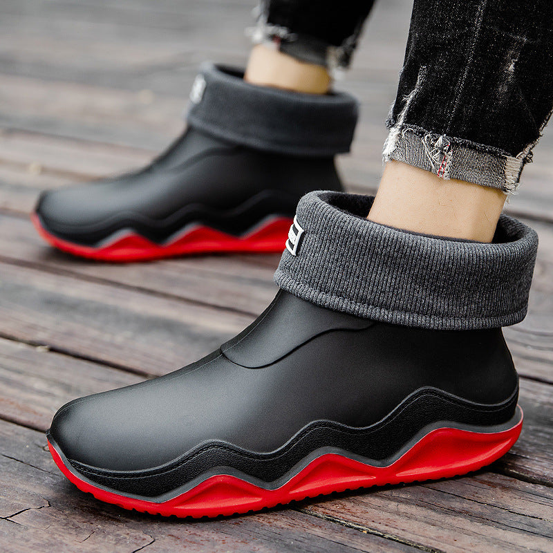 Pamela | Relaxed Slip-On Ankle Rain Boots with Knit Collar