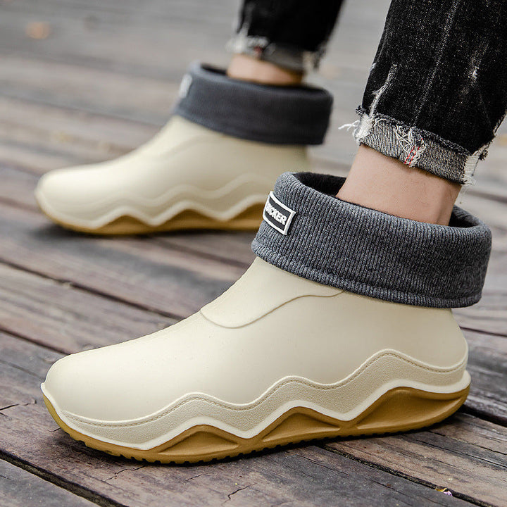 Pamela | Relaxed Slip-On Ankle Rain Boots with Knit Collar