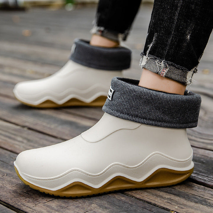 Pamela | Relaxed Slip-On Ankle Rain Boots with Knit Collar