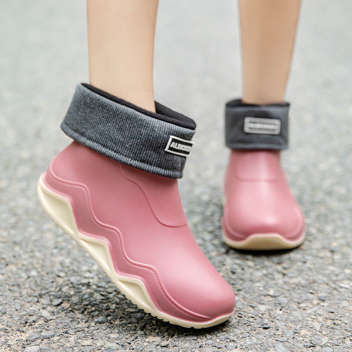 Pamela | Relaxed Slip-On Ankle Rain Boots with Knit Collar