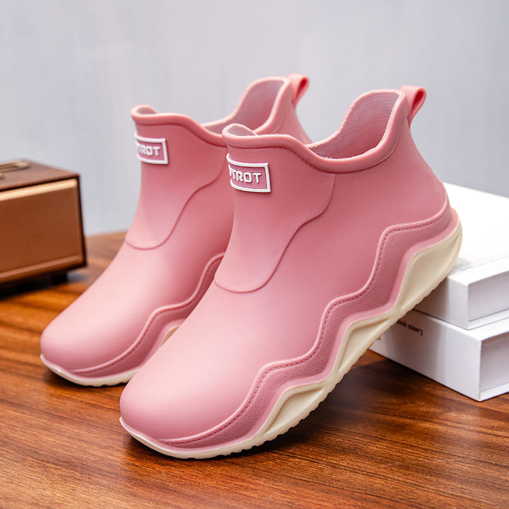 Pamela | Relaxed Slip-On Ankle Rain Boots with Knit Collar