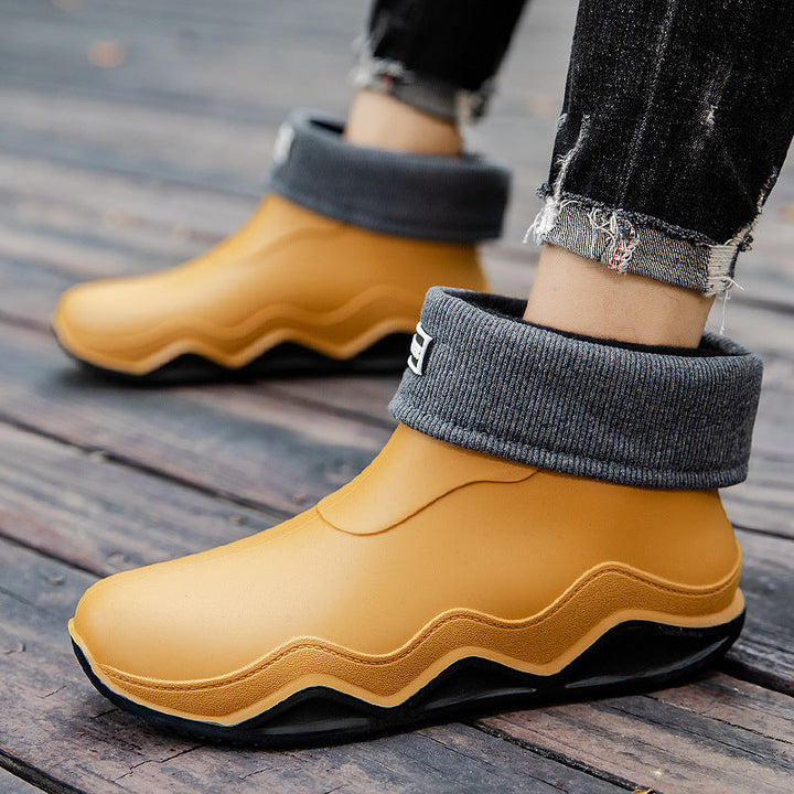 Pamela | Relaxed Slip-On Ankle Rain Boots with Knit Collar