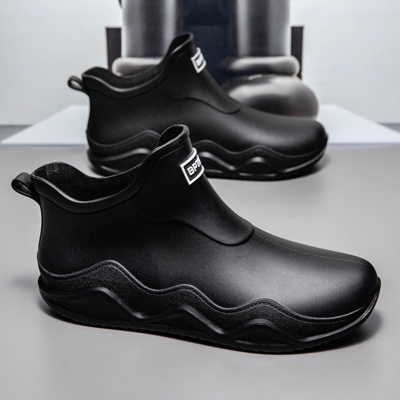Pamela | Relaxed Slip-On Ankle Rain Boots with Knit Collar