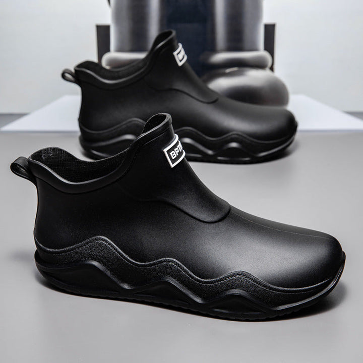 Pamela | Relaxed Slip-On Ankle Rain Boots with Knit Collar