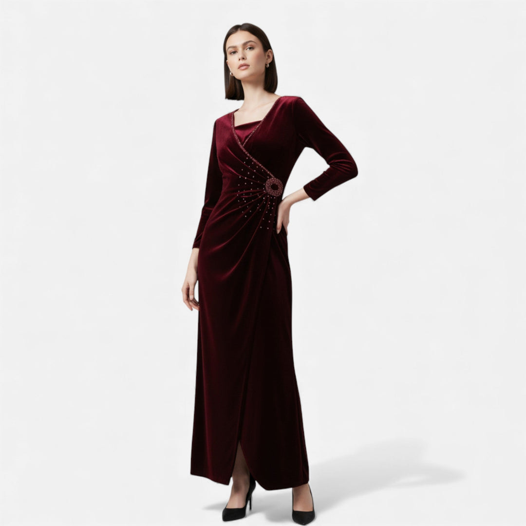 Patricia | Classic Long Sleeve Wrap Maxi Christmas Dress