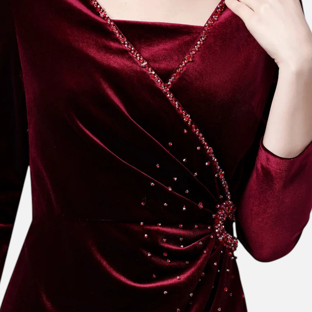 Patricia | Classic Long Sleeve Wrap Maxi Christmas Dress