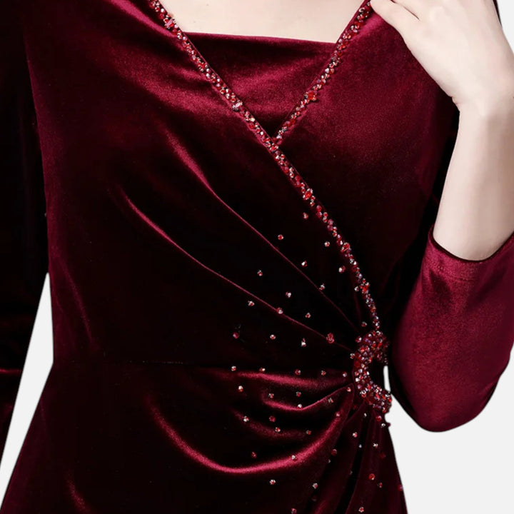 Patricia | Classic Long Sleeve Wrap Maxi Christmas Dress