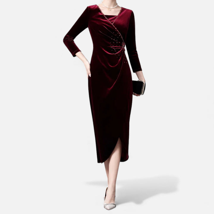 Patricia | Classic Long Sleeve Wrap Maxi Christmas Dress