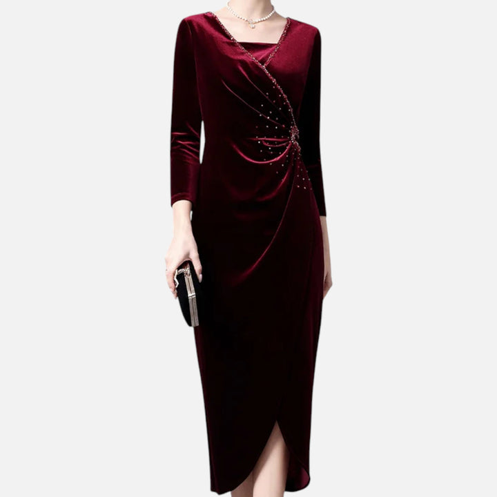 Patricia | Classic Long Sleeve Wrap Maxi Christmas Dress