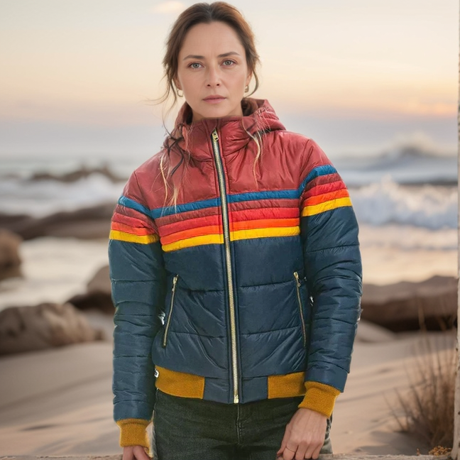 Patricia | Graceful Retro Color Block Puffer Jacket