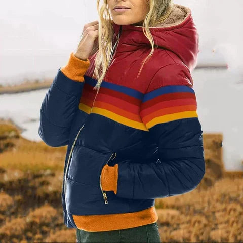 Patricia | Graceful Retro Color Block Puffer Jacket