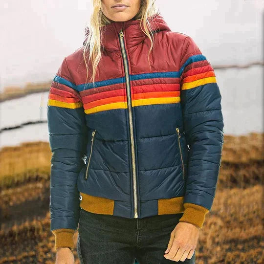 Patricia | Graceful Retro Color Block Puffer Jacket
