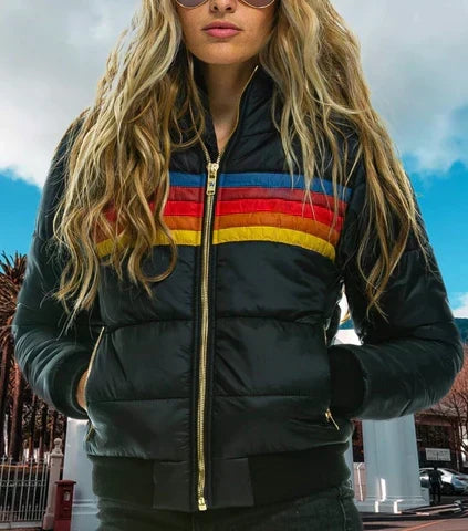 Patricia | Graceful Retro Color Block Puffer Jacket