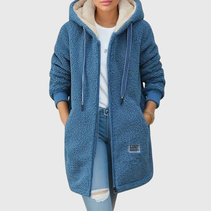 Patricia | Hooded Longline Zip-Up Sherpa Jacket Women