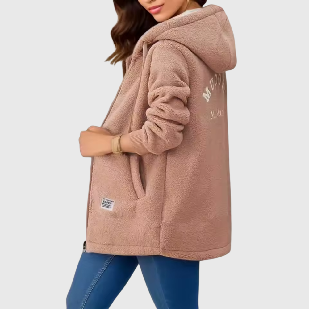 Patricia | Hooded Longline Zip-Up Sherpa Jacket Women
