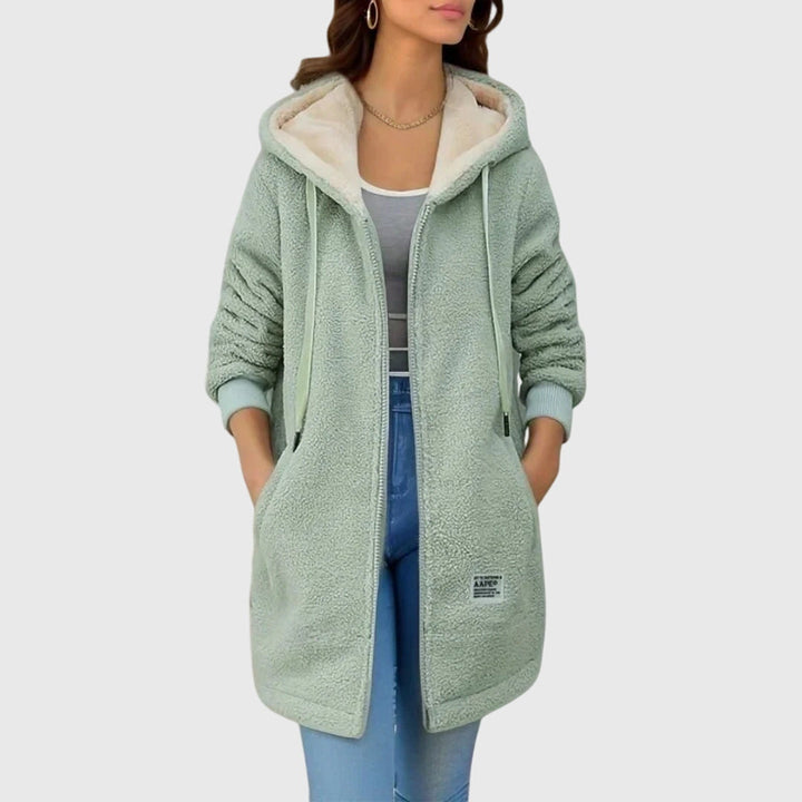 Patricia | Hooded Longline Zip-Up Sherpa Jacket Women