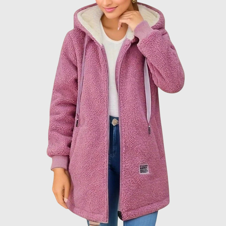 Patricia | Hooded Longline Zip-Up Sherpa Jacket Women