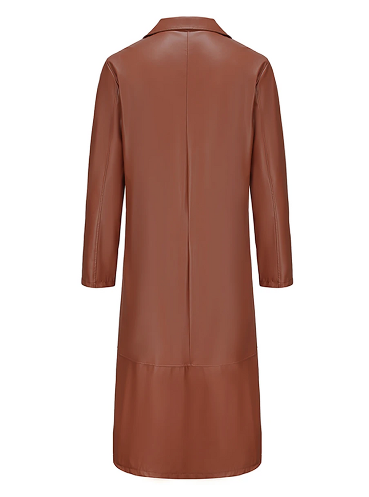 Patrick | Graceful Full-Length Notch Lapel Leather Jacket Trench Coat