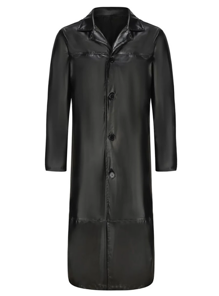 Patrick | Graceful Full-Length Notch Lapel Leather Jacket Trench Coat