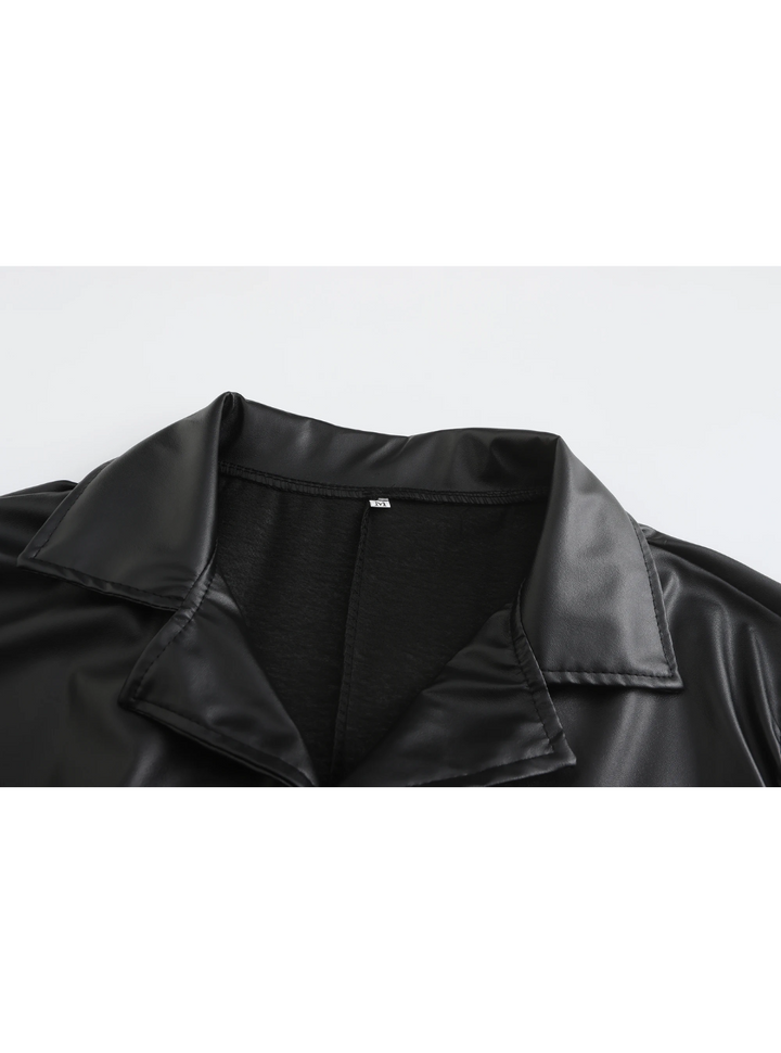 Patrick | Graceful Full-Length Notch Lapel Leather Jacket Trench Coat