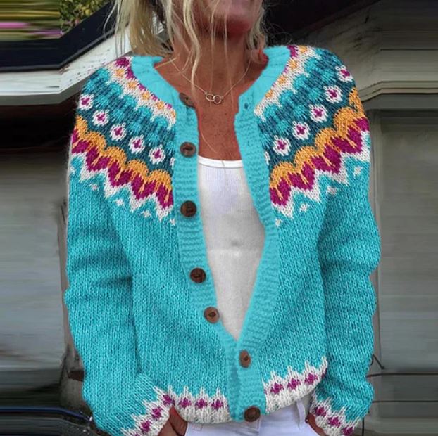 Rachel | Button Front Fair Isle Cardigan Womens