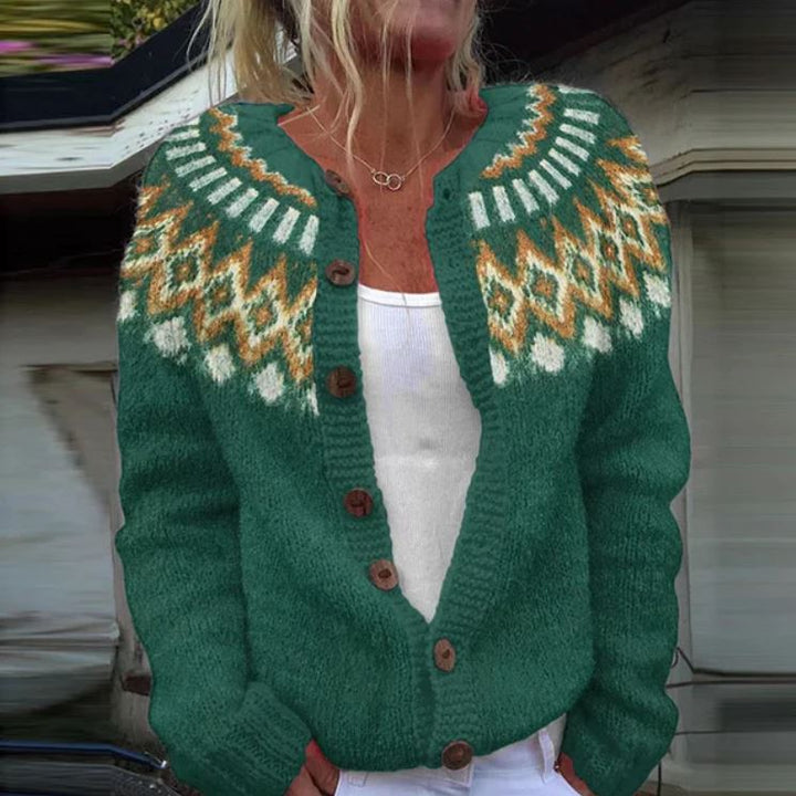 Rachel | Button Front Fair Isle Cardigan Womens
