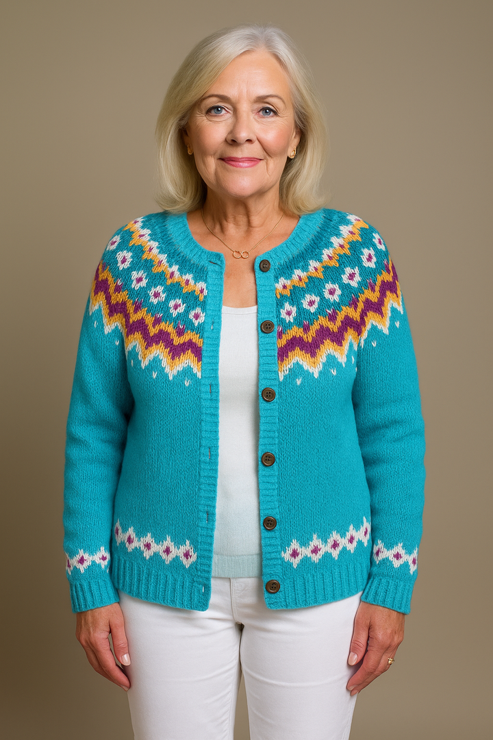 Rachel | Button Front Fair Isle Cardigan Womens