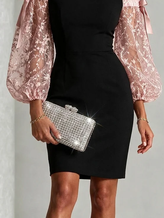 Rachel | Elegant Off Shoulder Lace Balloon Sleeve Holiday Dress