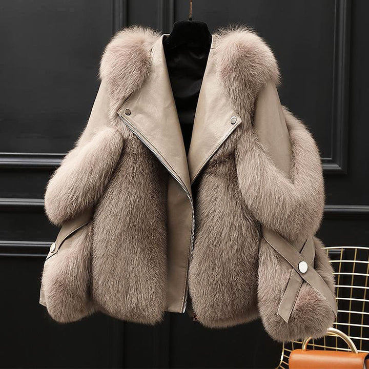 Rachel | Stylish Oversized Fur Collar Fur Coat Jacket