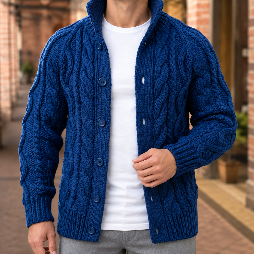 Raymond | Classic Button Front Chunky Cable Knit Sweater