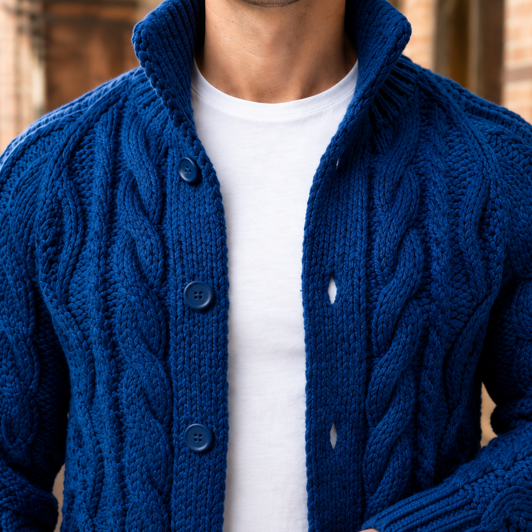 Raymond | Classic Button Front Chunky Cable Knit Sweater