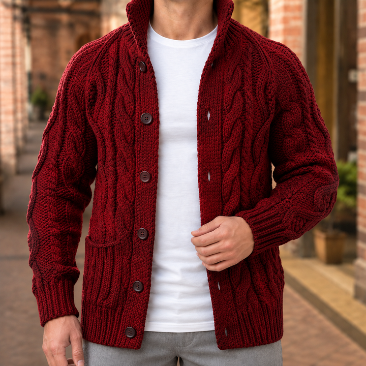 Raymond | Classic Button Front Chunky Cable Knit Sweater
