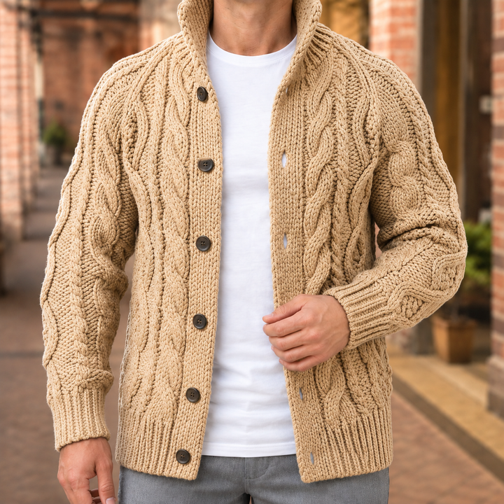 Raymond | Classic Button Front Chunky Cable Knit Sweater