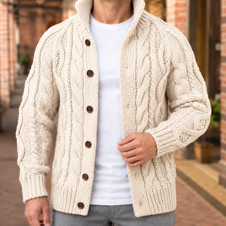 Raymond | Classic Button Front Chunky Cable Knit Sweater