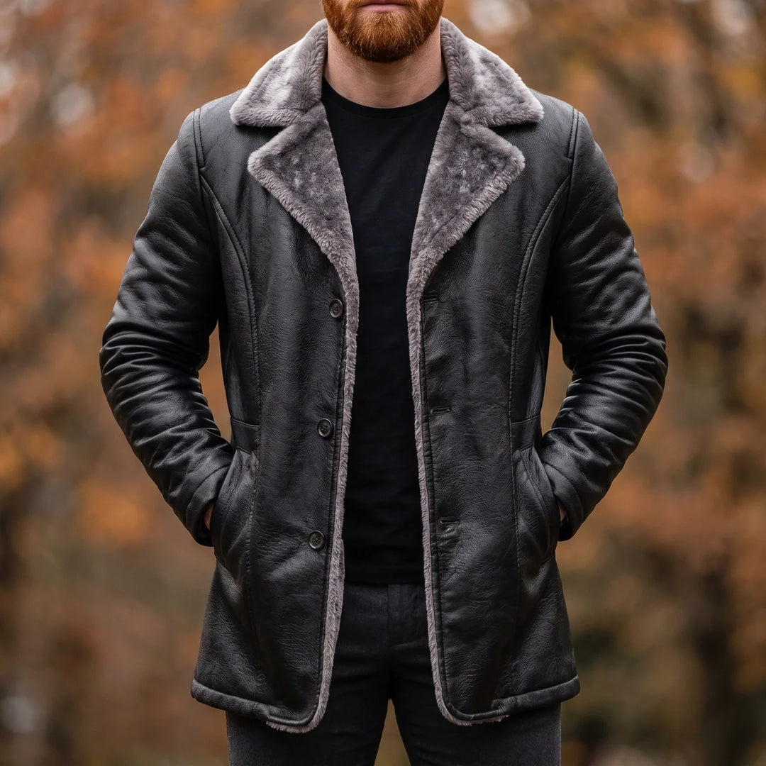 Raymond | Timeless Longline Button Front Leather Jacket