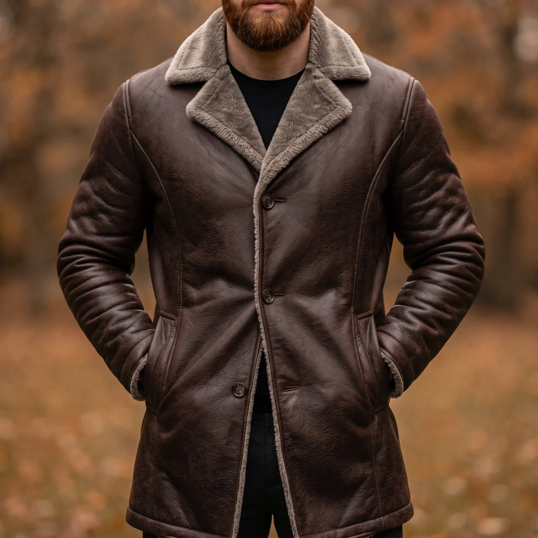 Raymond | Timeless Longline Button Front Leather Jacket