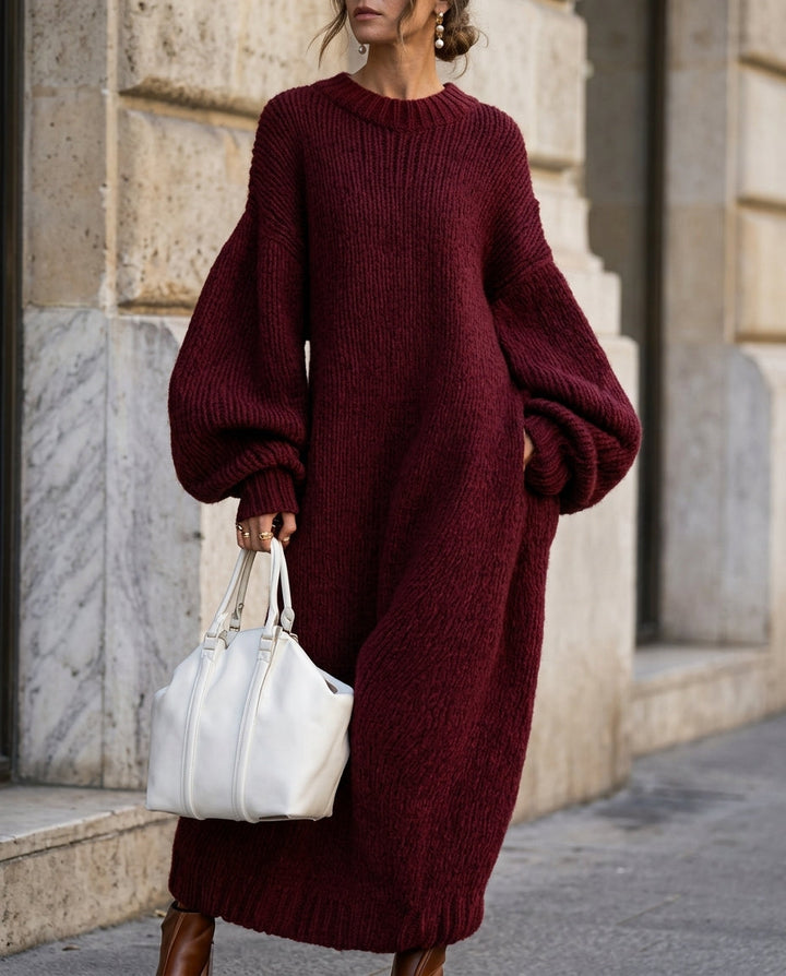 Rebecca | Classic Oversized Ribbed Knit Sweater Dress