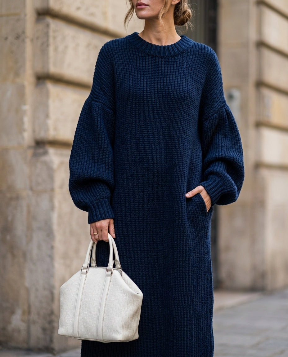 Rebecca | Classic Oversized Ribbed Knit Sweater Dress