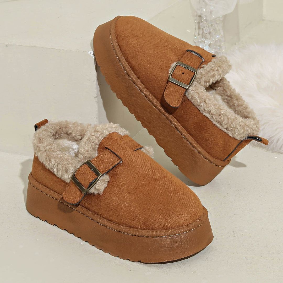 Rebecca | Elegant Platform Moccasin Slippers with Faux Fur Lining