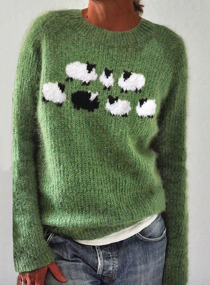 Rebecca | Sophisticated Sheep Print Crewneck Sweatshirt